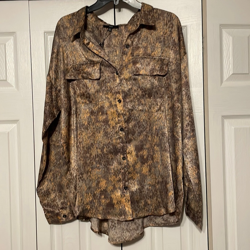 Satin Button Down Blouse